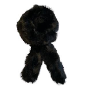 Black Scarf Soft Faux Fur Comfy Double Pull Through Scarf